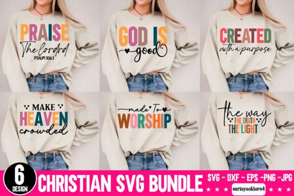6 Christian SVG Bundle: Graphics for T-Shirt Designs