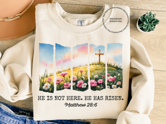 Christian PNG He Has Risen Easter Graphics for T-Shirts