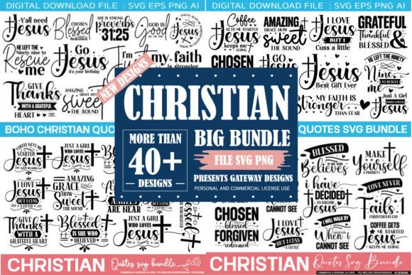 Christian Quotes SVG Bundle: Graphics & T-Shirt Designs