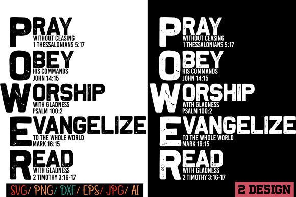 Power SVG PNG Graphics for Christian T-Shirt Designs